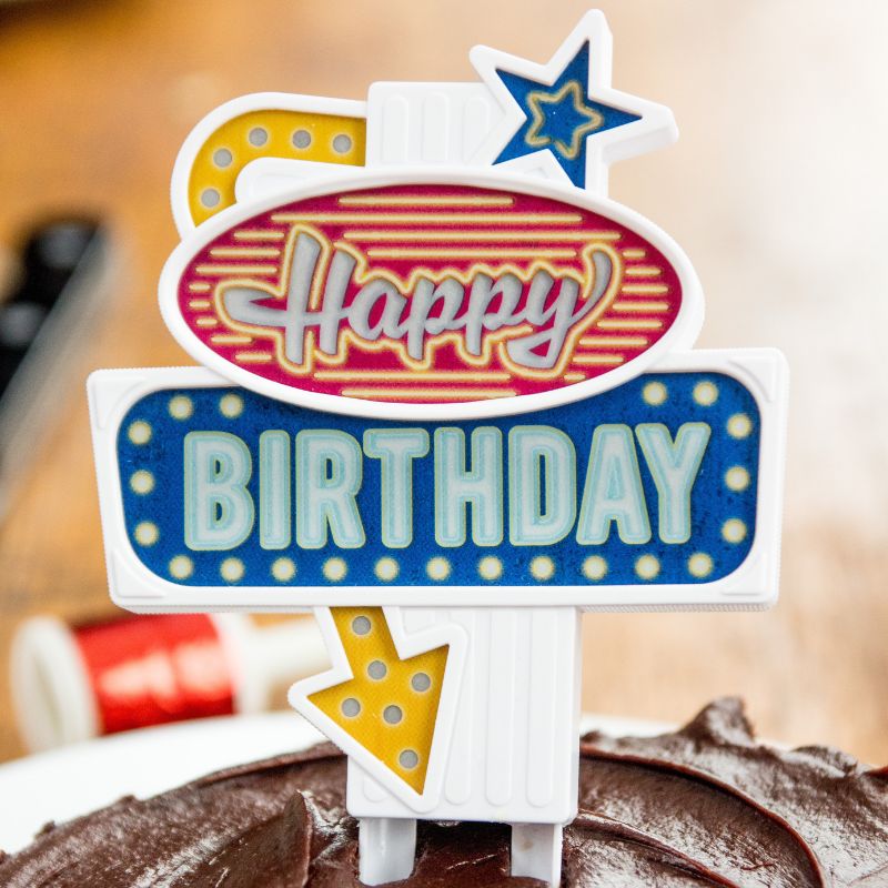 Blinkender Kuchenaufsatz Happy Birthday