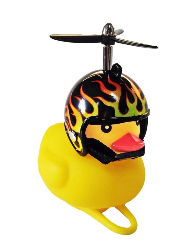 Fahrrad Quietscheentchen mit Helm Flammenhelm