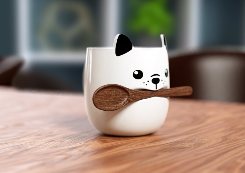 Hundebecher mit Stöckchenlöffel | Dog Mug and Stick Spoon