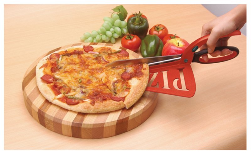 Pizzaschneider-Schere mit Servierfläche | Pizza Scissor and Serve