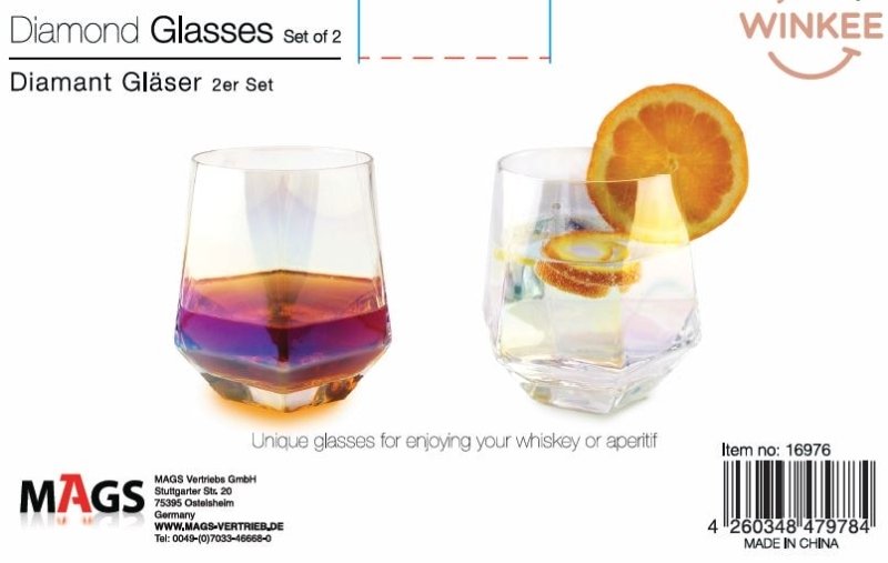 Winkee - Diamant Gläser 2er Set - Whiskey Whisky Glas