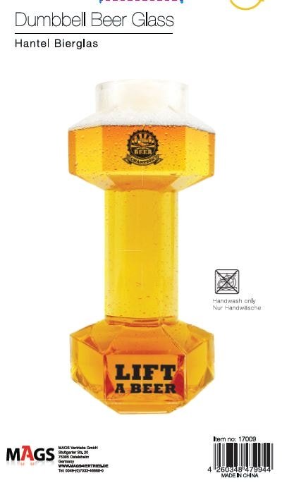 Winkee - Hantel Bierglas - Das Fitnessstudio für Bierliebhaber