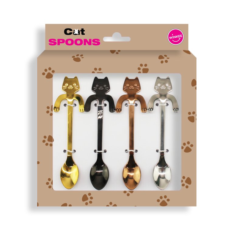Winkee - Kaffeelöffel - 4er Set | Coffee Spoon Set of 4 | Gitarren und Kätzchen Kätzchen