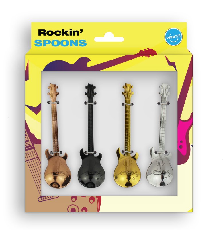 Winkee - Kaffeelöffel - 4er Set | Coffee Spoon Set of 4 | Gitarren und Kätzchen Gitarren