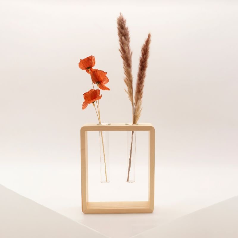 Winkee - Vase mit Holzrahmen
