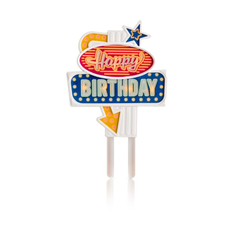 Blinkender Kuchenaufsatz Happy Birthday