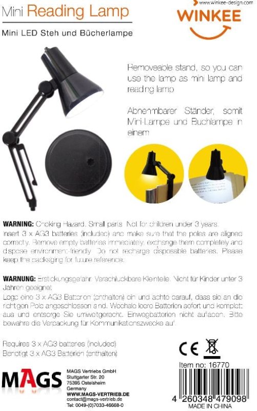 Mini LED Steh und Bücherlampe | Mini Reading Lamp 🪔