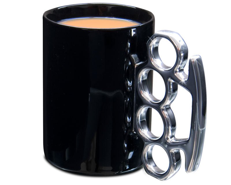 Schlagring Kaffeebecher | Knuckleduster Mug Schwarz Silber