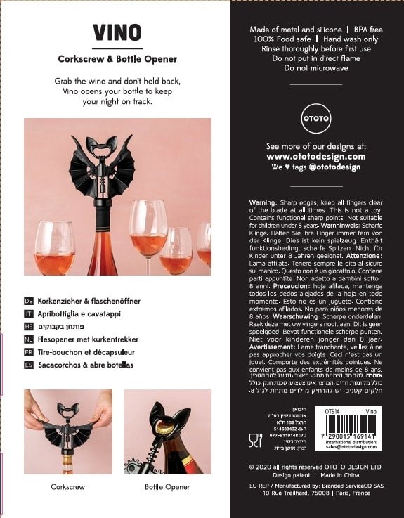 Vino Fledermaus Korkenzieher und Flaschenöffner