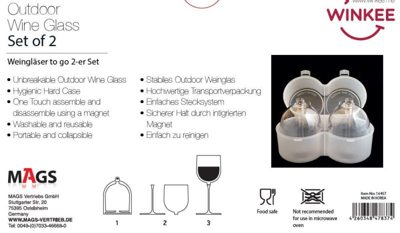 Winkee - 2 Weingläser für Camping - Inklusive Transportverpackung