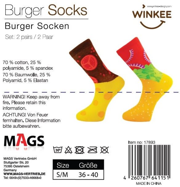 Winkee - Burger Socken 2 Paar 🍔