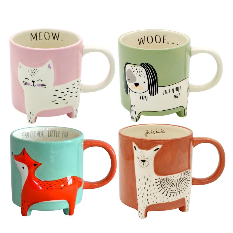 Winkee - Cute Animal Tassen | Niedliche Tiertassen 4er Misch Set