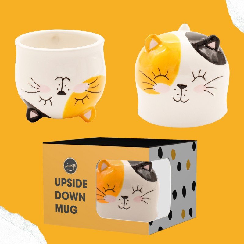 Winkee - Upside Down Kaffeebecher - Kaffeetasse - Katze